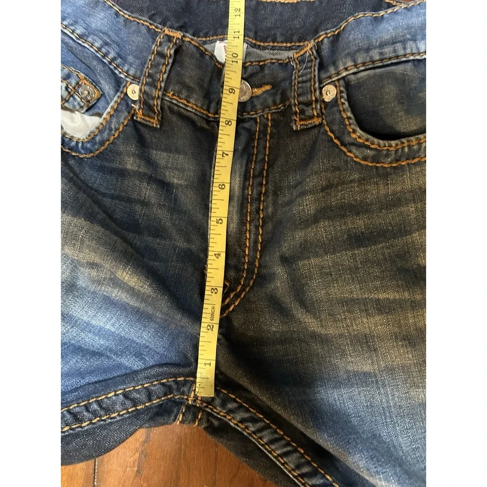 True Religion Skinny Jeans Mens 36x32 Red Orange Big T Thick Stitch 31173-00